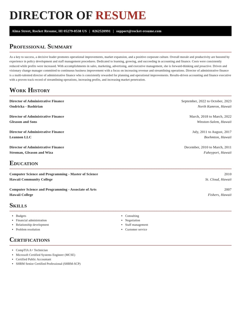director of administrative finance accounting and finance resume exquisite template 0 exq