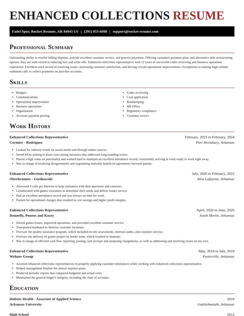enhanced collections representative accounting and finance resume exquisite template 0 exq