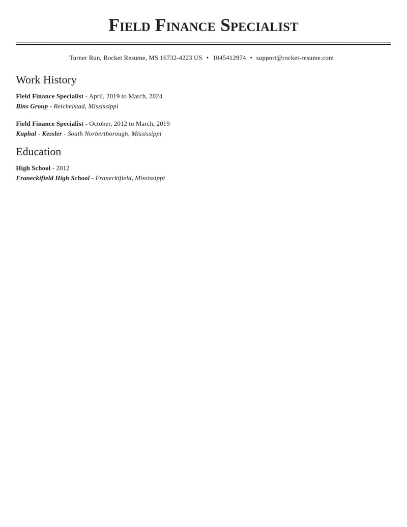 field finance specialist accounting and finance resume classic template 0 cla