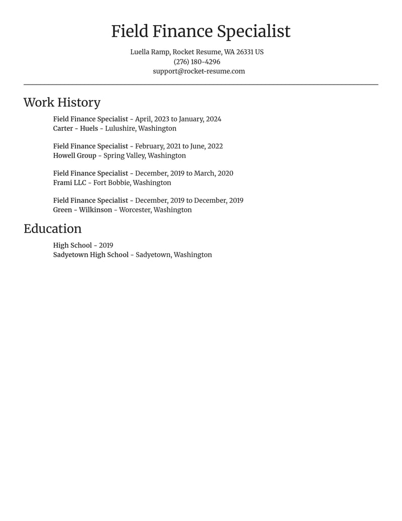 field finance specialist accounting and finance resume focal point template 1 foc