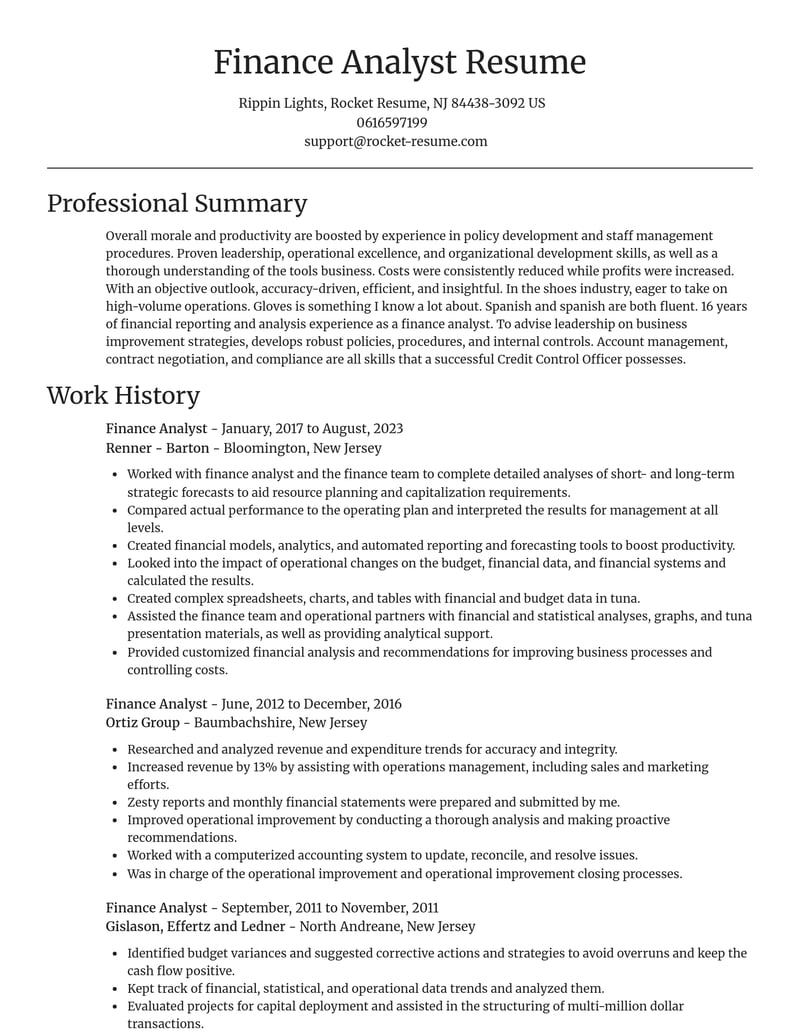finance analyst accounting and finance resume focal point template 2 foc