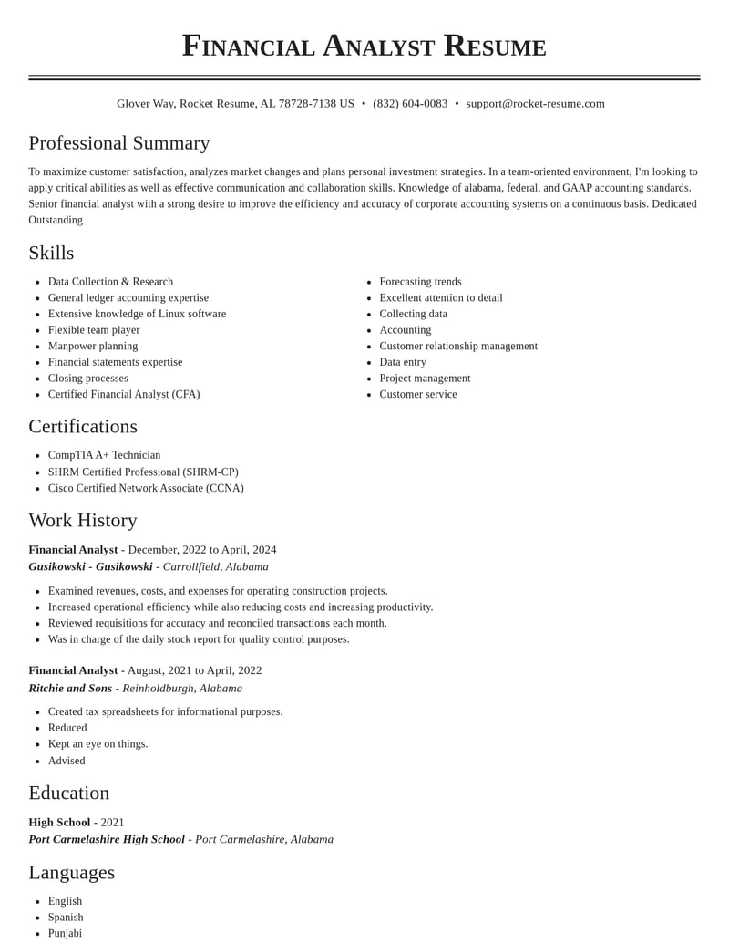 financial analyst accounting and finance resume classic template 0 cla