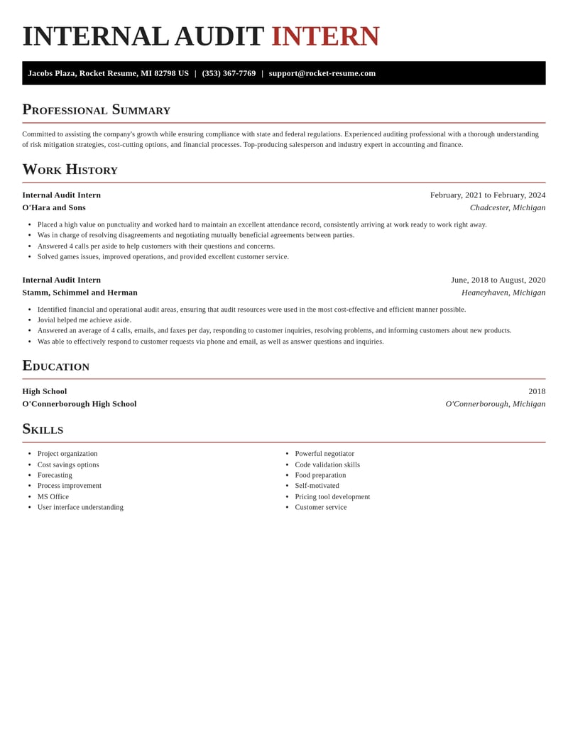 internal audit intern accounting and finance resume exquisite template 0 exq