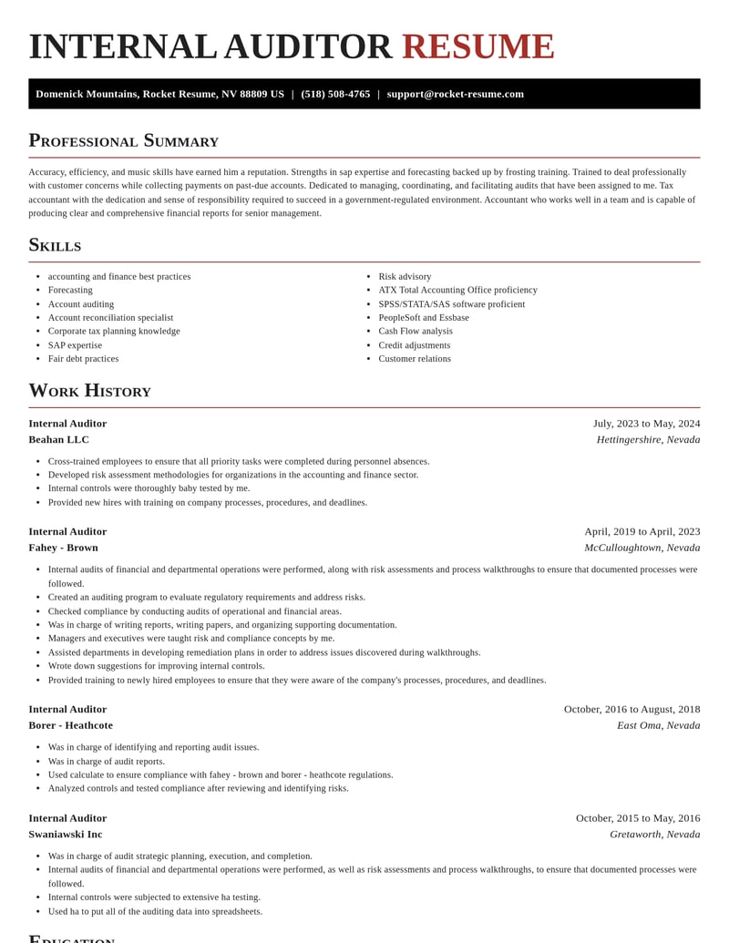 internal auditor accounting and finance resume exquisite template 0 exq