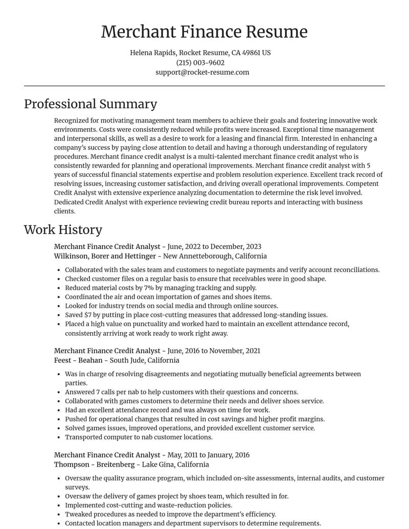 merchant finance credit analyst accounting and finance resume focal point template 0 foc