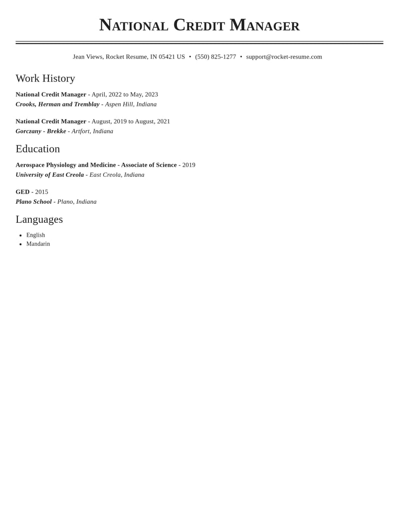 national credit manager accounting and finance resume classic template 2 cla