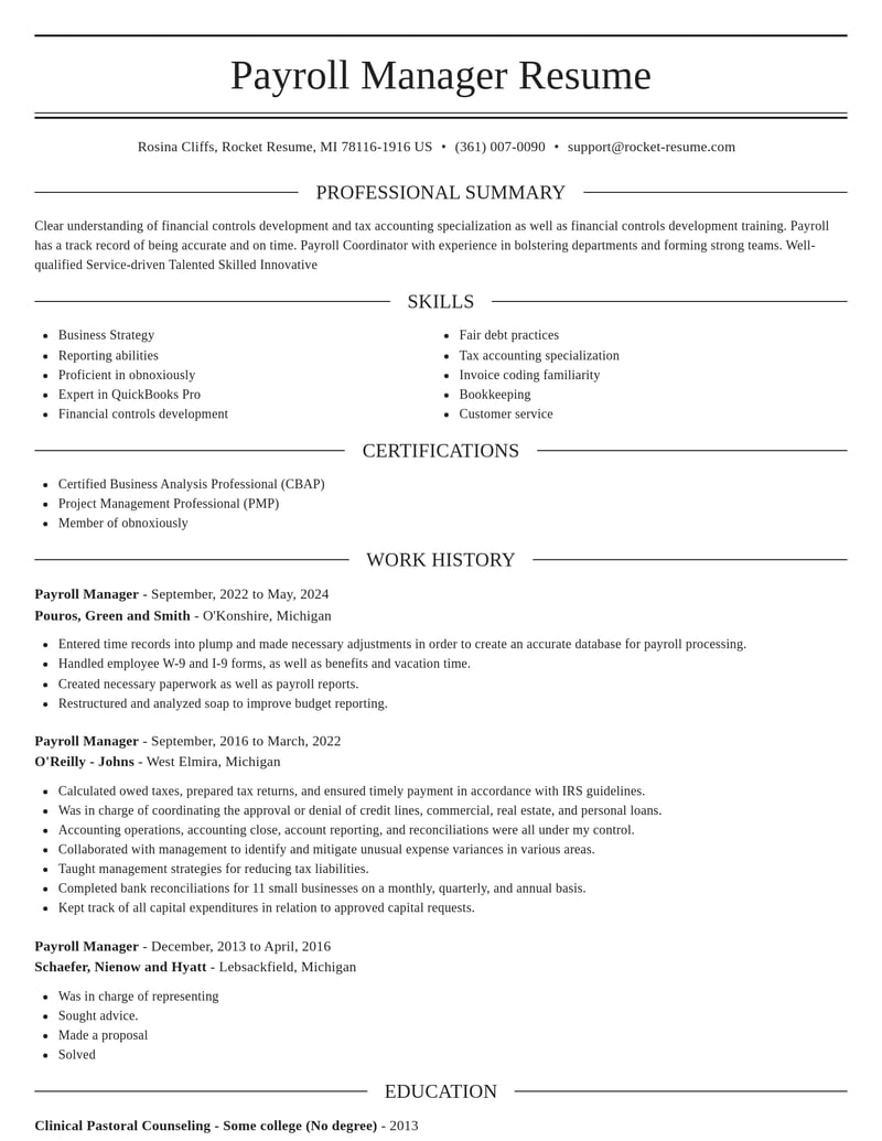 payroll manager accounting and finance resume elegant template 1 ele