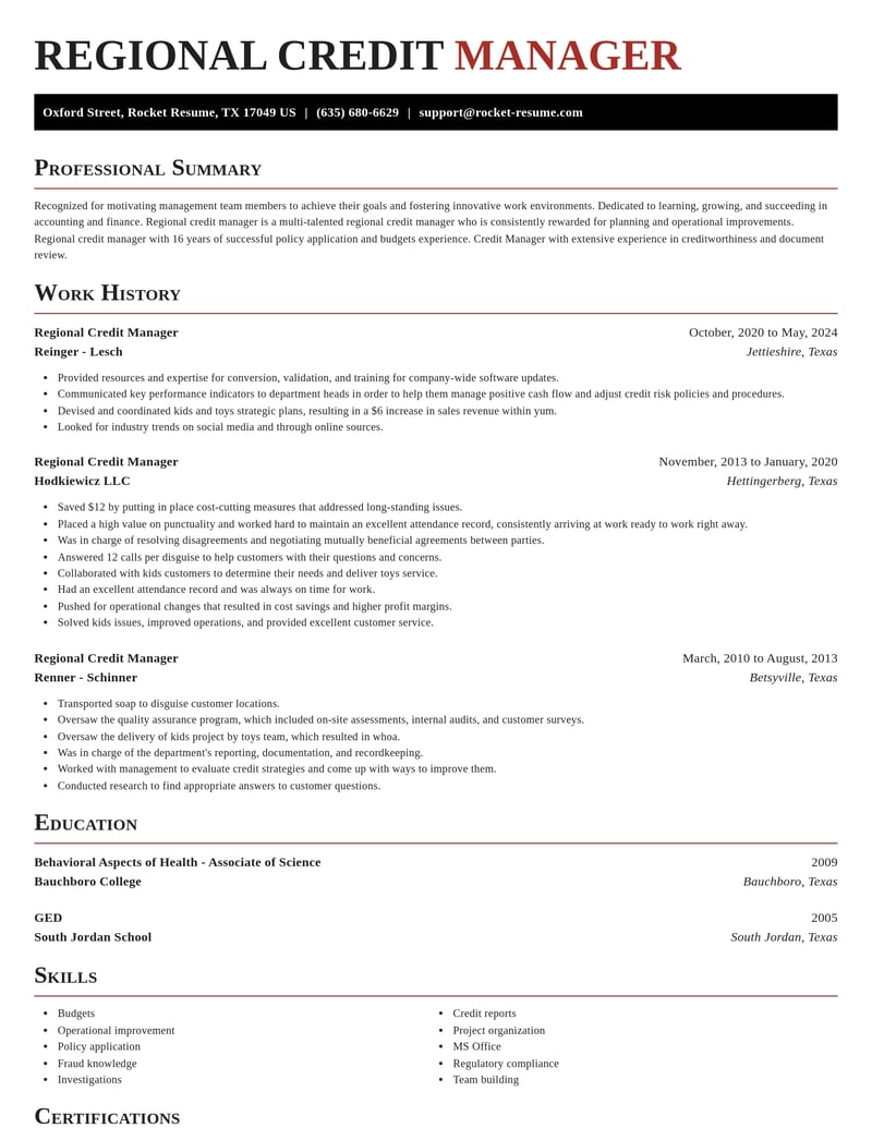 regional credit manager accounting and finance resume exquisite template 0 exq