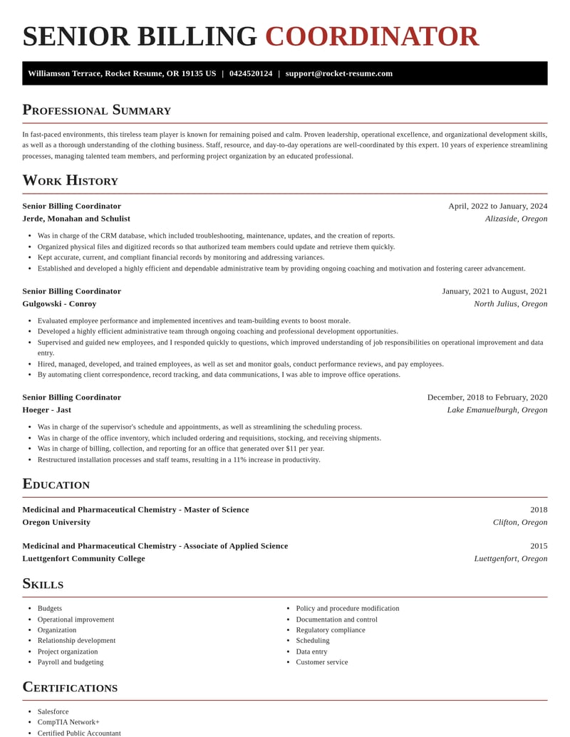 senior billing coordinator accounting and finance resume exquisite template 2 exq