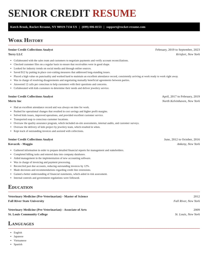 senior credit collections analyst accounting and finance resume exquisite template 2 exq