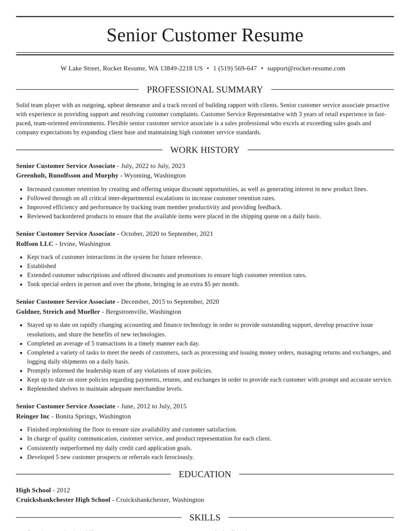 senior customer service associate accounting and finance resume elegant template 2 ele
