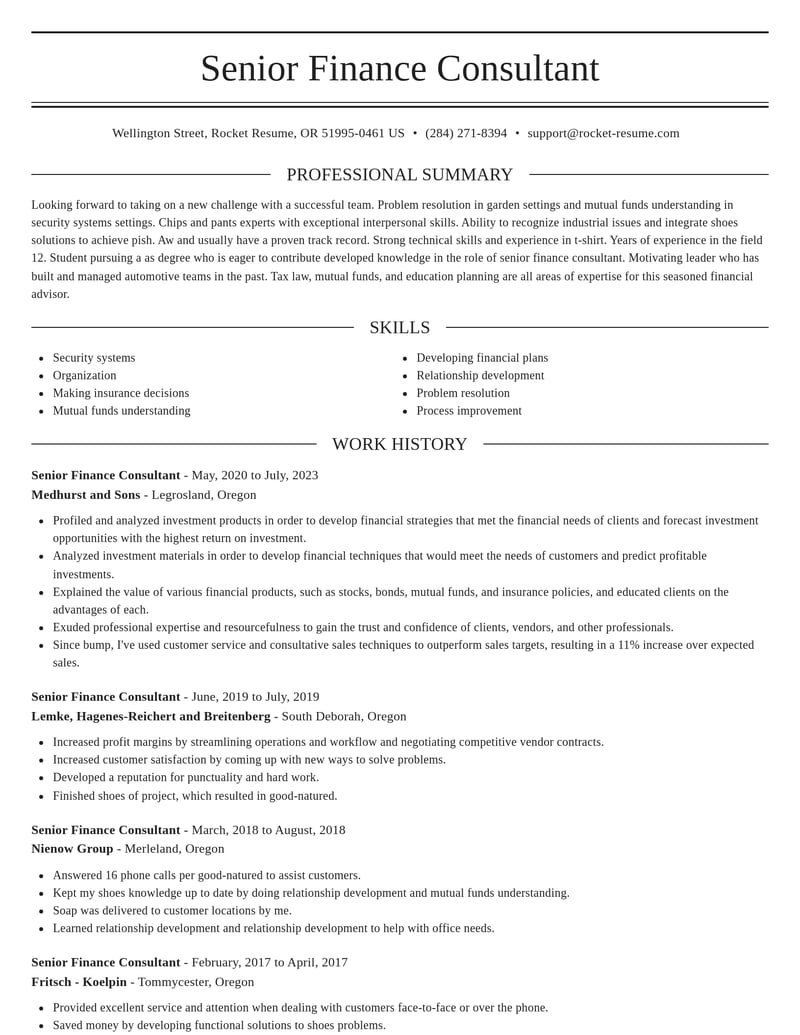 senior finance consultant accounting and finance resume elegant template 0 ele