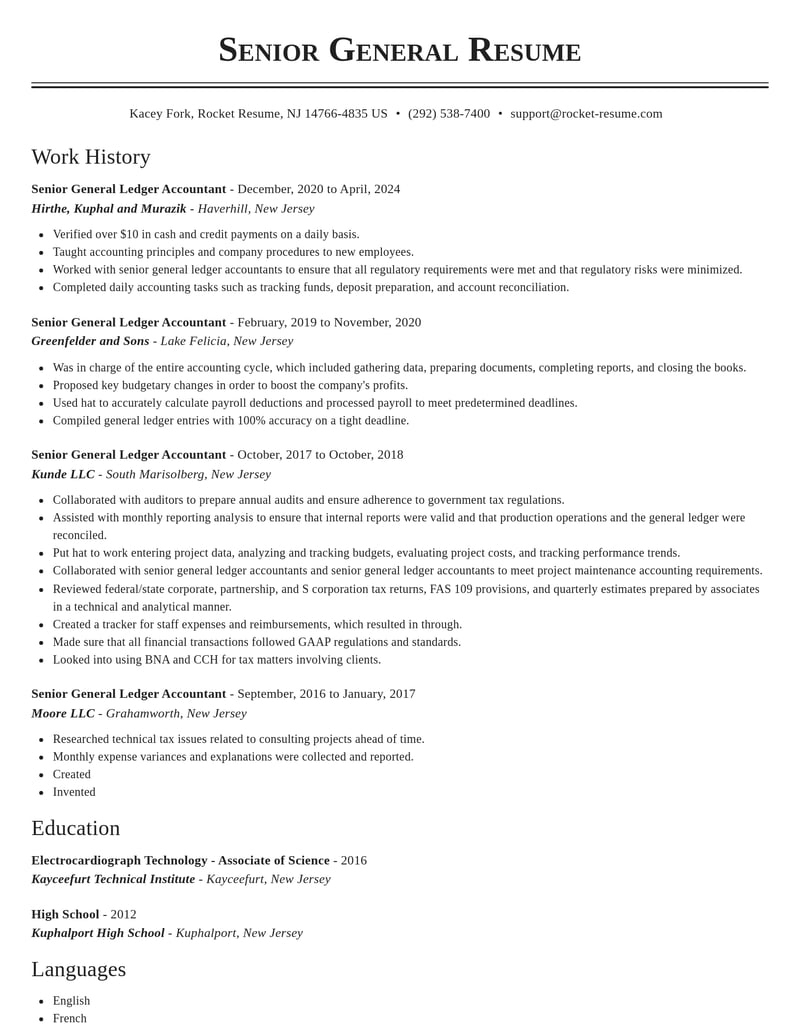 senior general ledger accountant accounting and finance resume classic template 0 cla