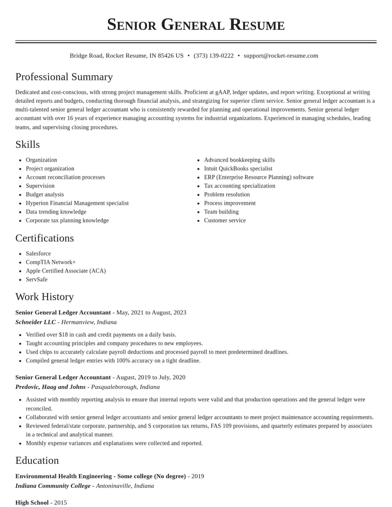 senior general ledger accountant accounting and finance resume classic template 1 cla