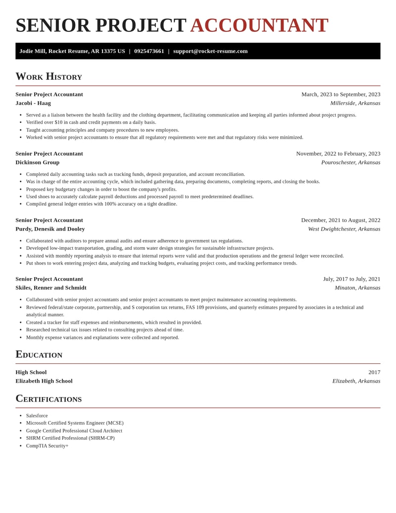 senior project accountant accounting and finance resume exquisite template 2 exq