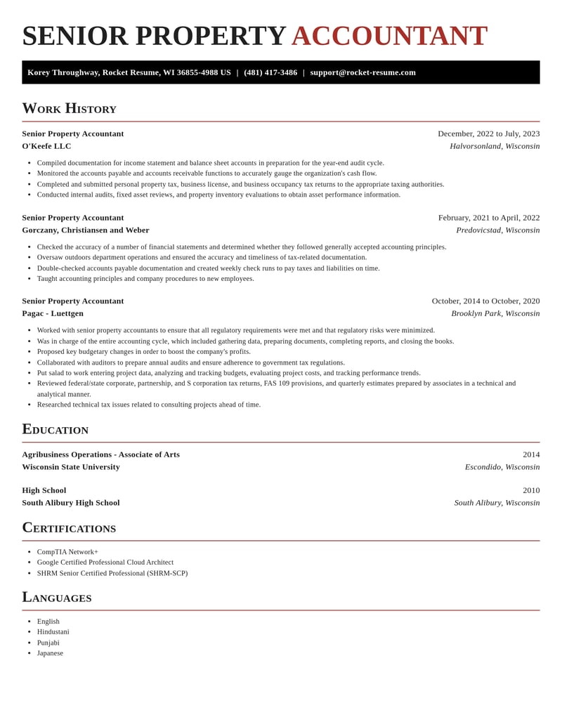 senior property accountant accounting and finance resume exquisite template 2 exq