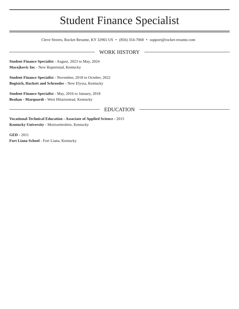 student finance specialist accounting and finance resume elegant template 0 ele