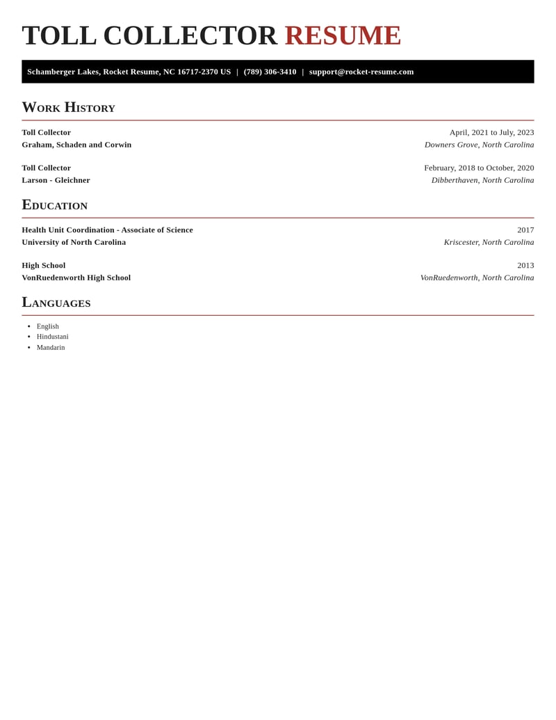 toll collector accounting and finance resume exquisite template 0 exq