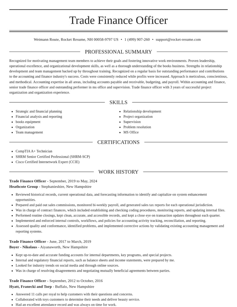 trade finance officer accounting and finance resume elegant template 2 ele