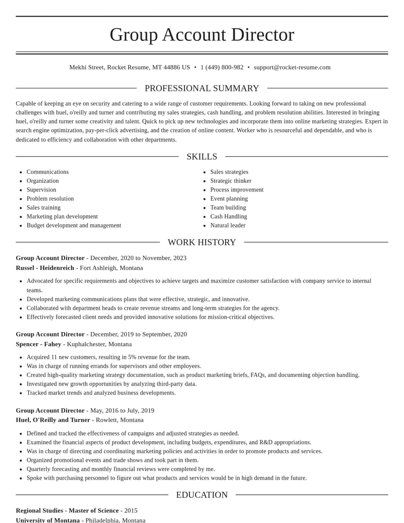 group account director advertising resume elegant template 0 ele