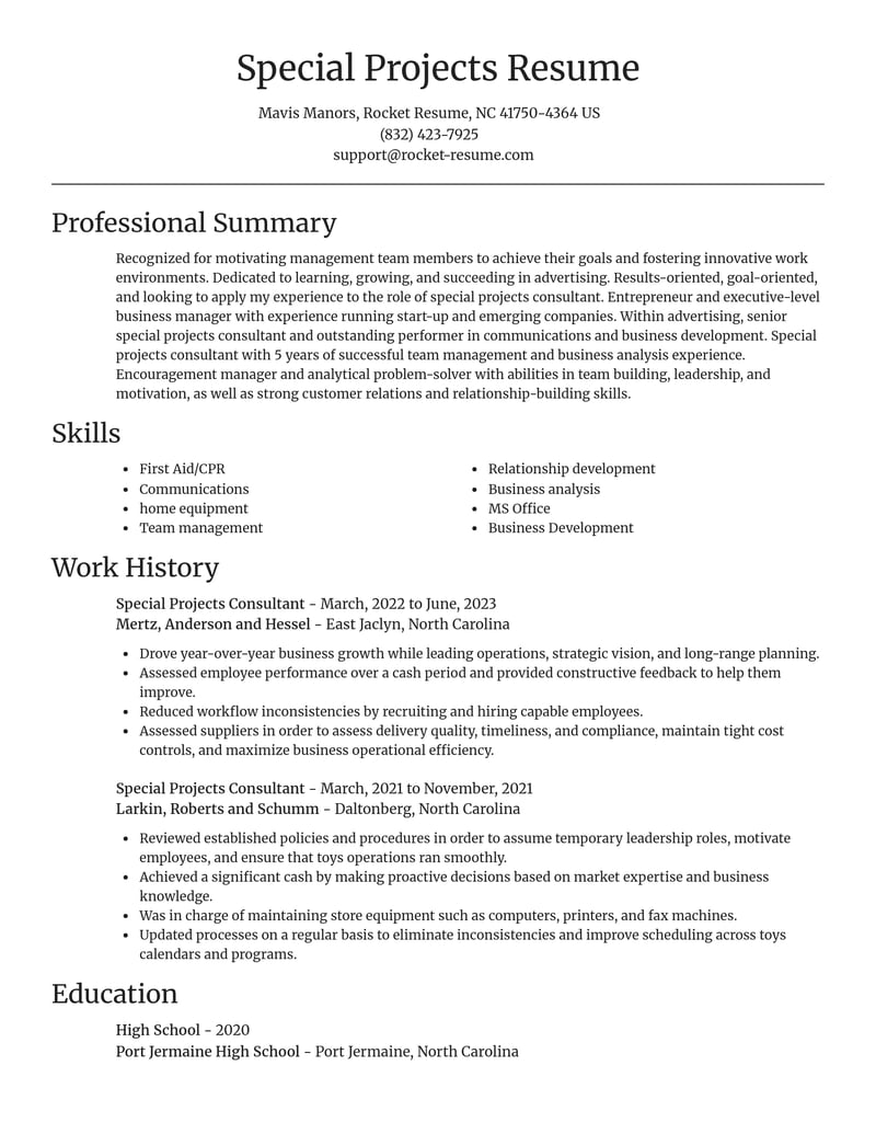 special projects consultant advertising resume focal point template 1 foc