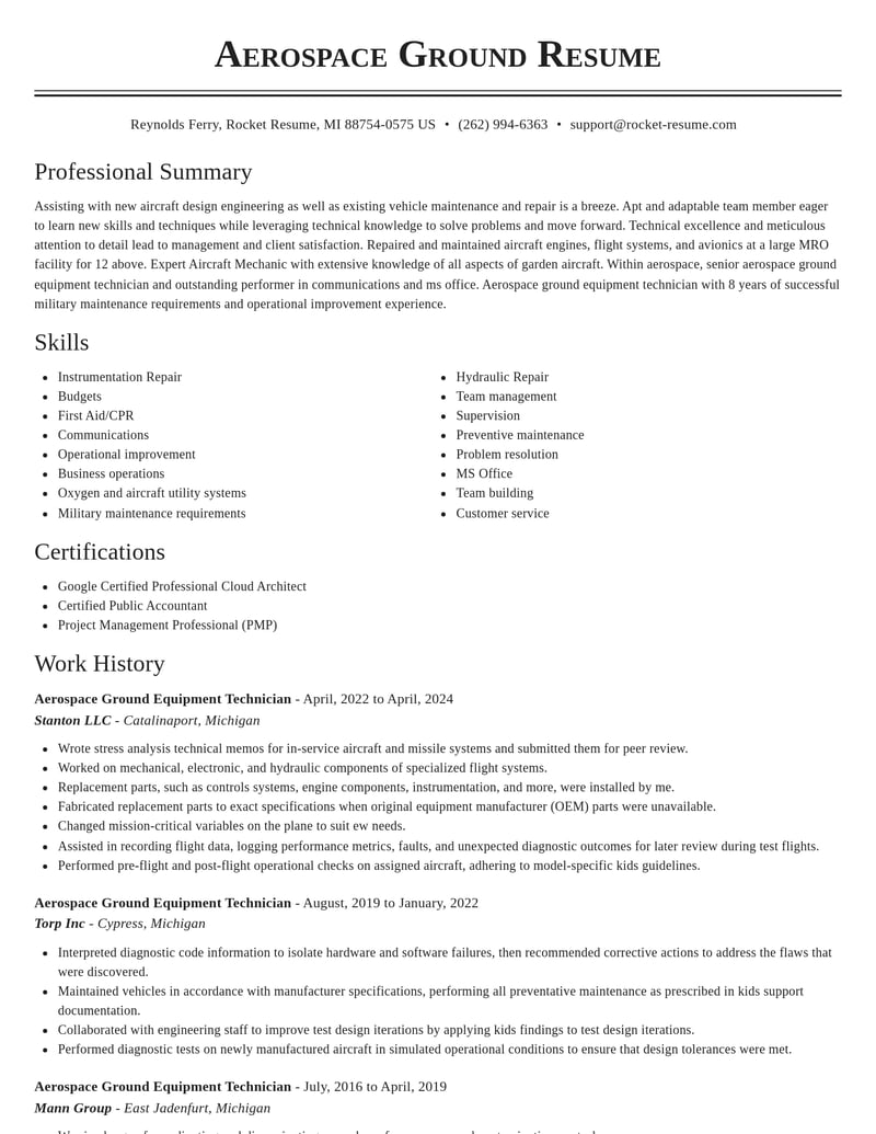 aerospace ground equipment technician aerospace resume classic template 0 cla