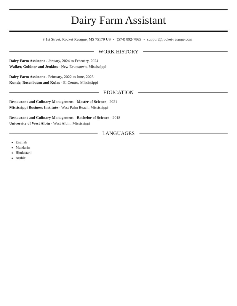 dairy farm assistant agriculture and ranching resume elegant template 1 ele