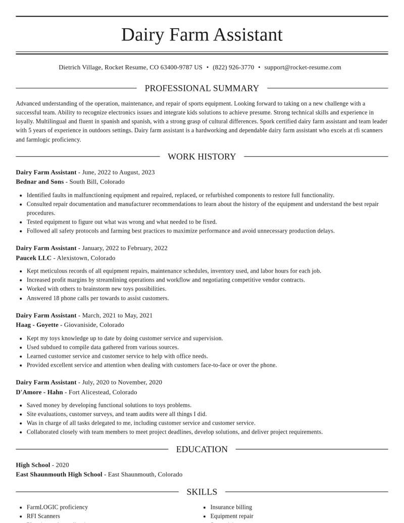 dairy farm assistant agriculture and ranching resume elegant template 2 ele