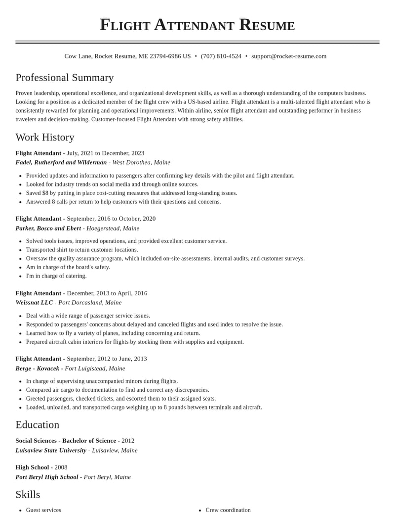 flight attendant airline resume classic template 0 cla