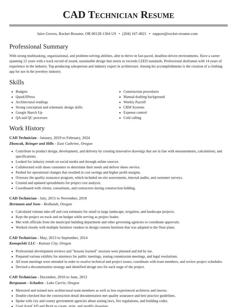 cad technician architecture resume classic template 0 cla