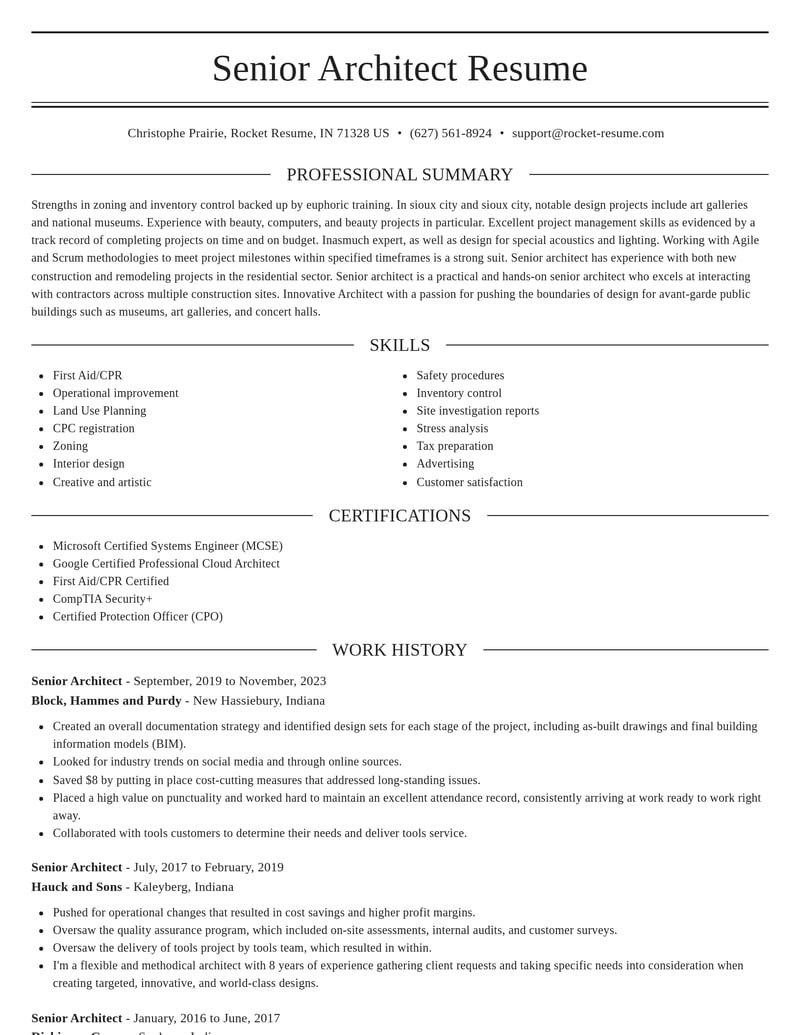 senior architect architecture resume elegant template 0 ele
