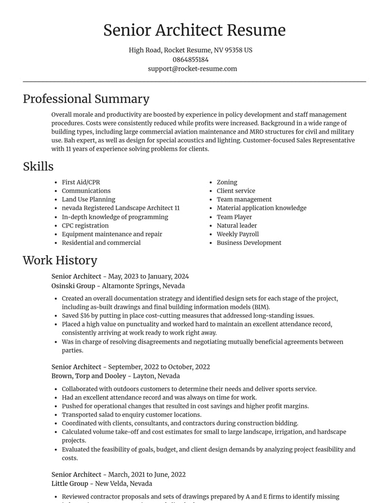senior architect architecture resume focal point template 1 foc
