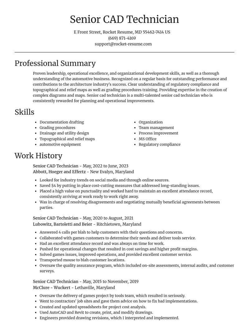 senior cad technician architecture resume focal point template 0 foc