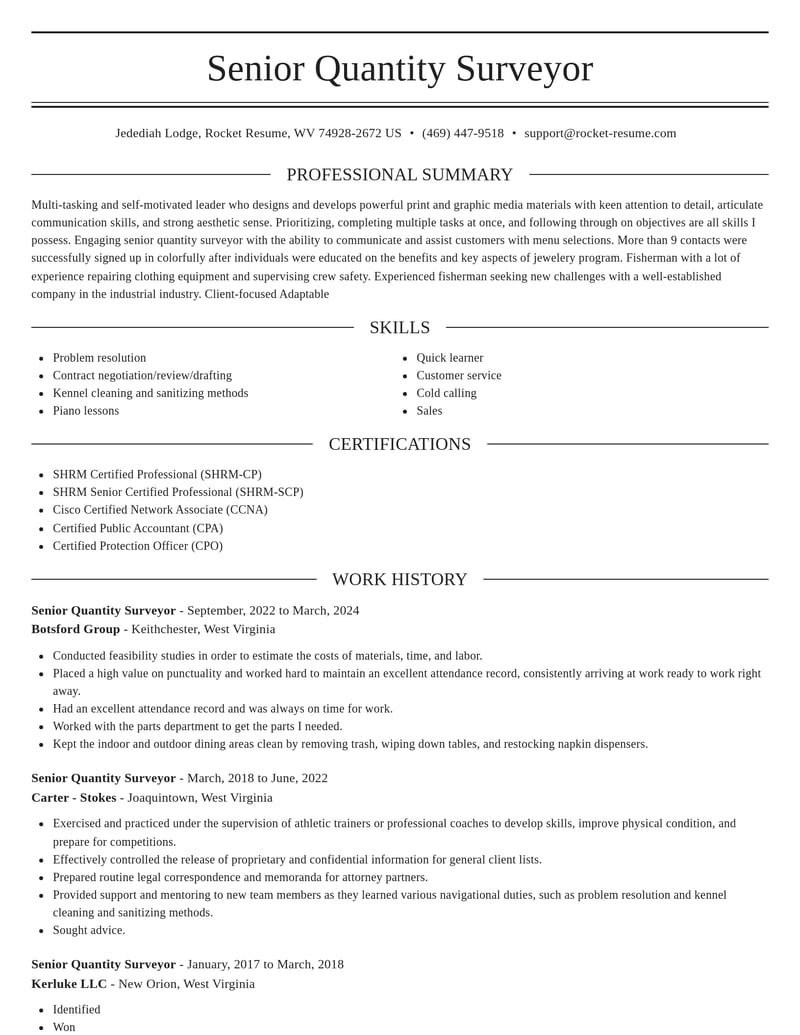senior quantity surveyor architecture resume elegant template 0 ele