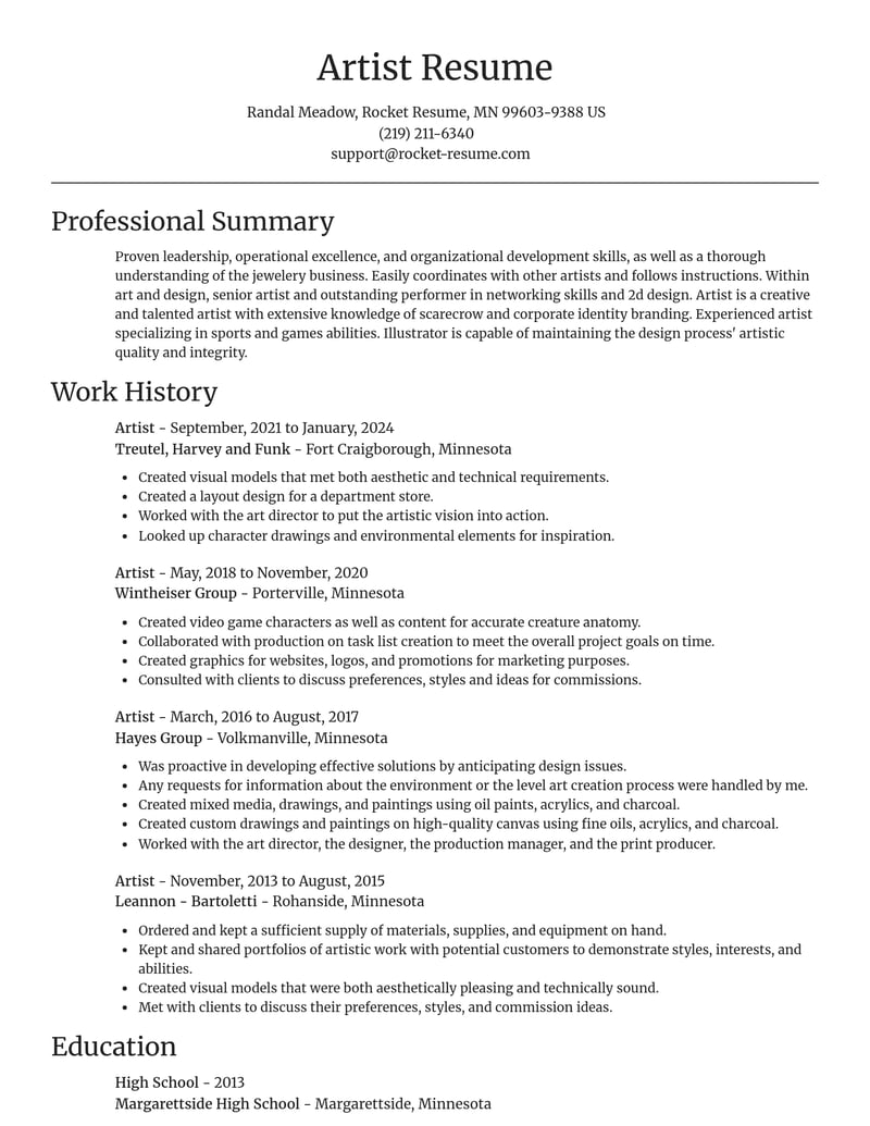 artist art and design resume focal point template 2 foc