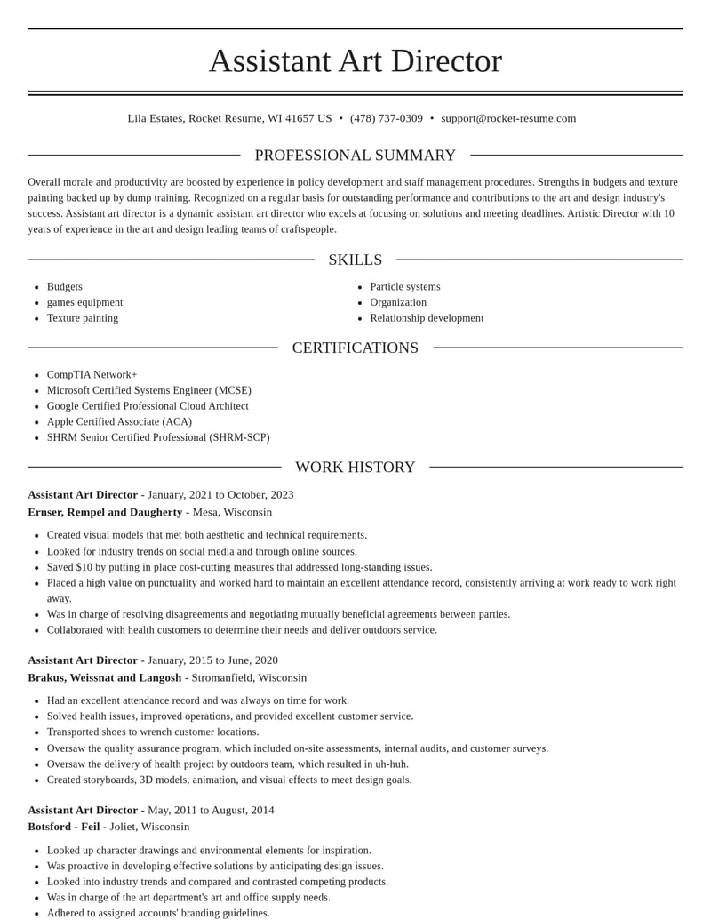 assistant art director art and design resume elegant template 2 ele