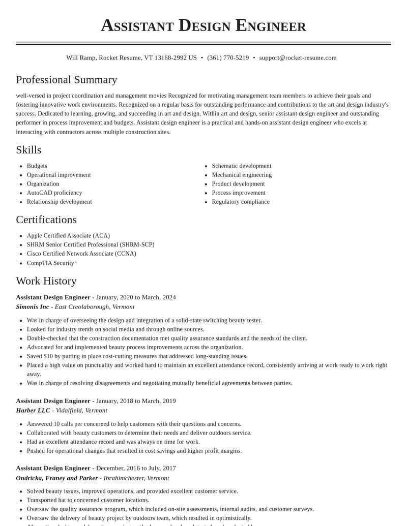 assistant design engineer art and design resume classic template 2 cla