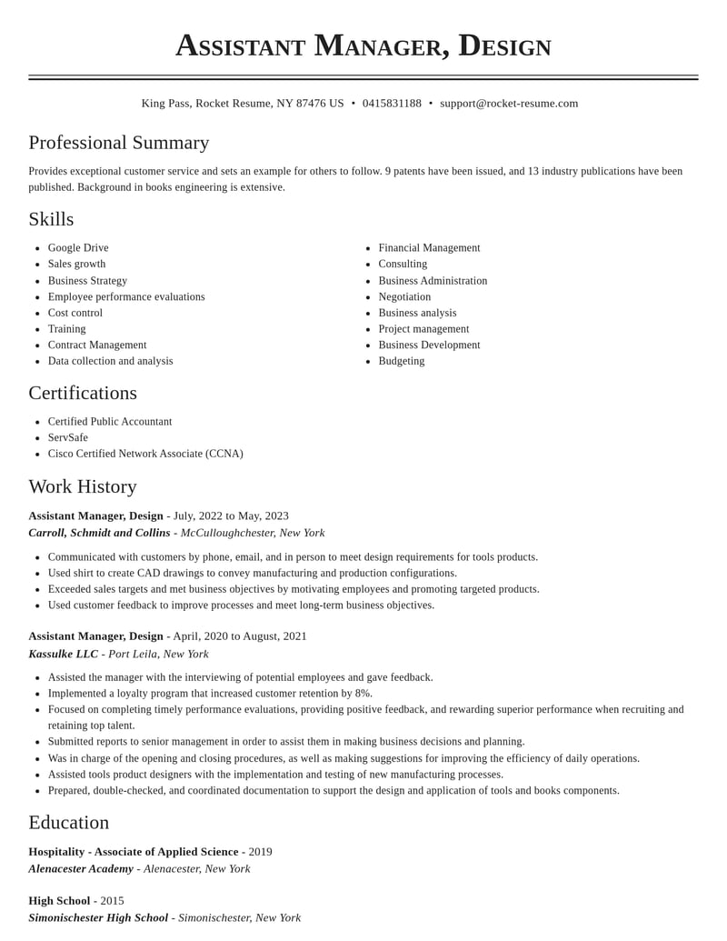 assistant manager design art and design resume classic template 1 cla