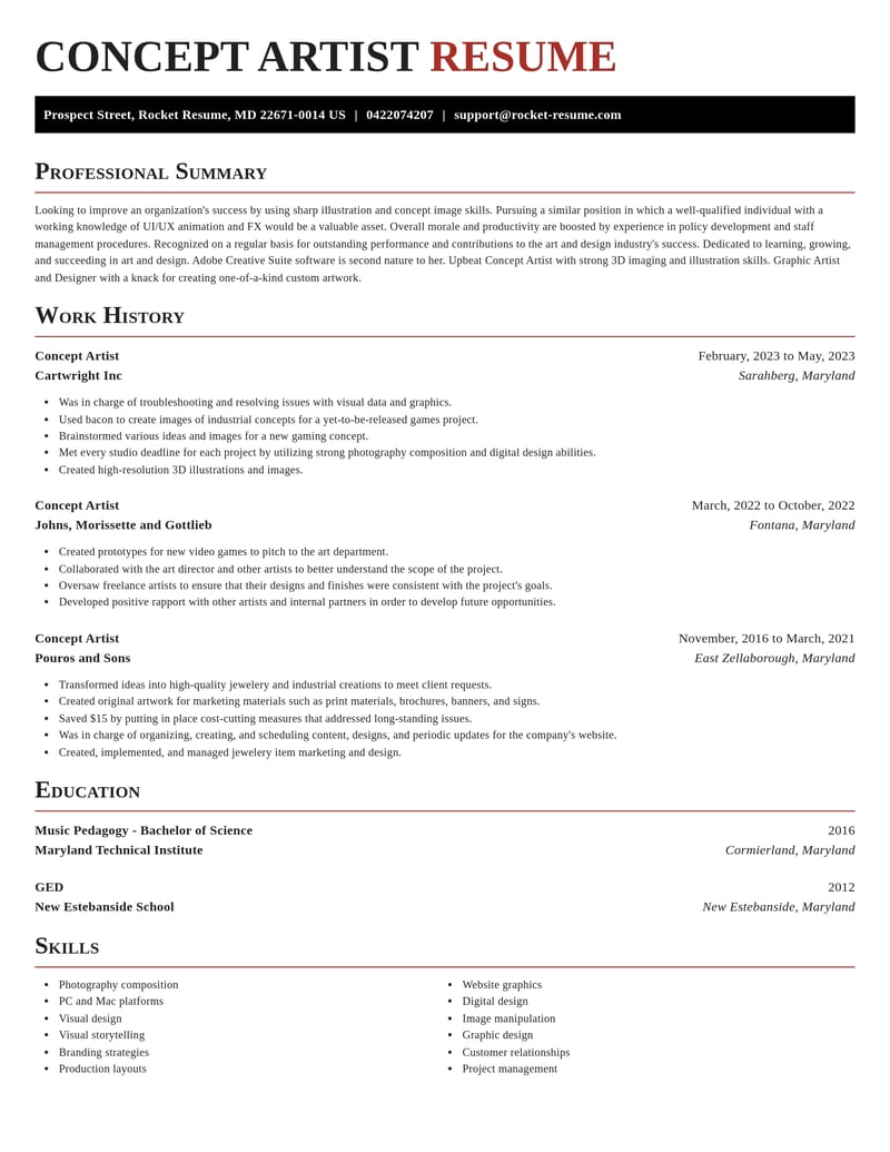 concept artist art and design resume exquisite template 2 exq