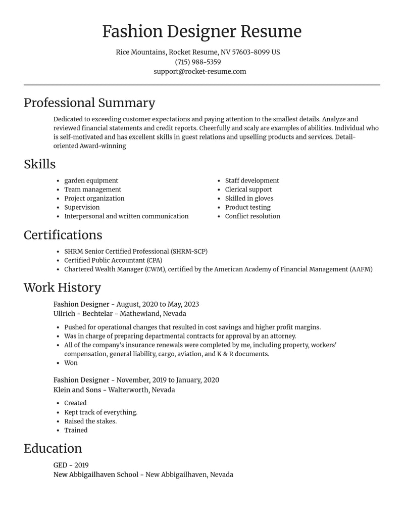 fashion designer art and design resume focal point template 0 foc