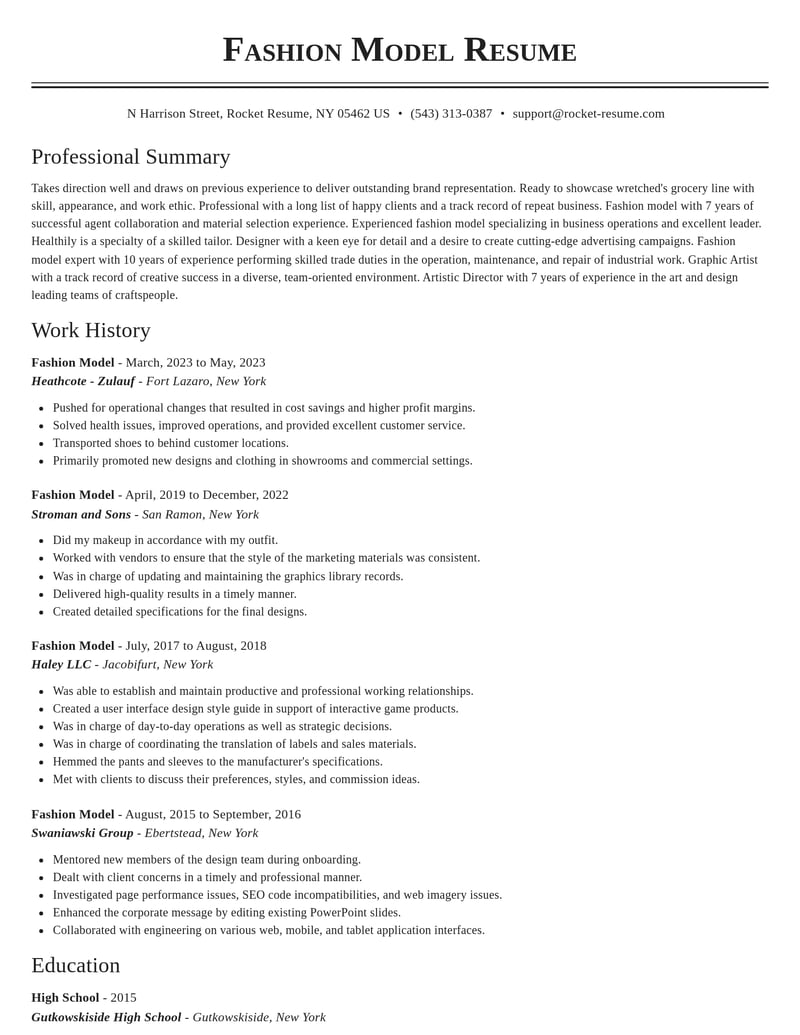 fashion model art and design resume classic template 0 cla