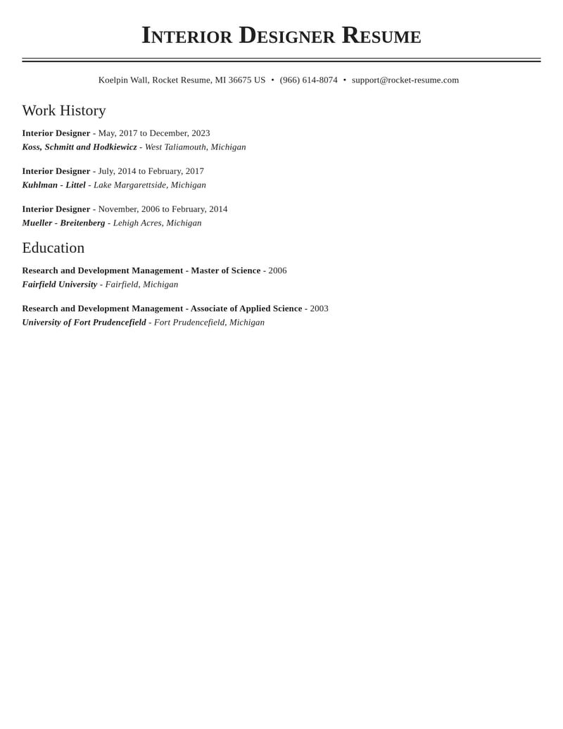 interior designer art and design resume classic template 2 cla