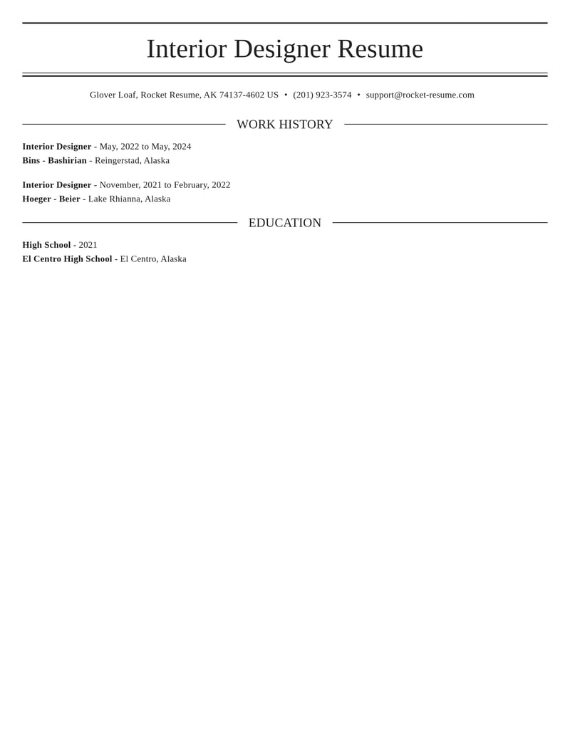 interior designer art and design resume elegant template 2 ele