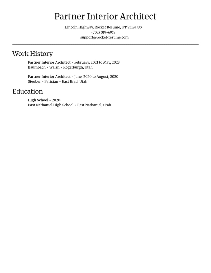 partner interior architect art and design resume focal point template 2 foc