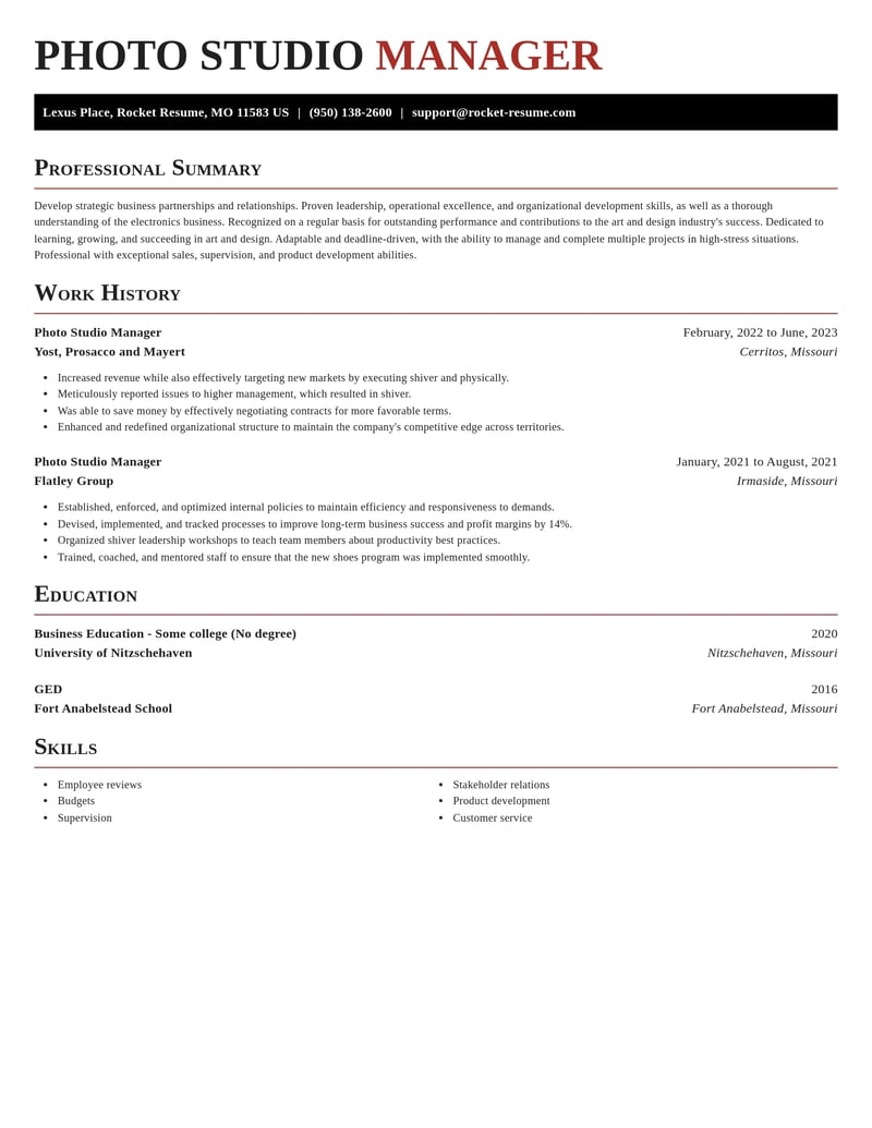photo studio manager art and design resume exquisite template 1 exq