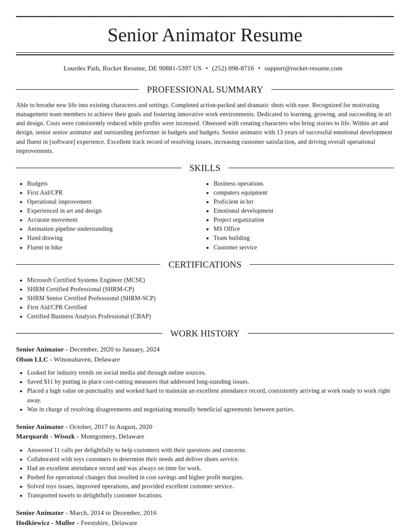senior animator art and design resume elegant template 0 ele
