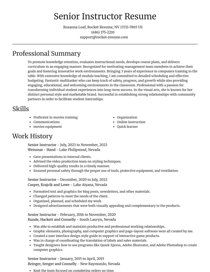 senior instructor art and design resume focal point template 0 foc