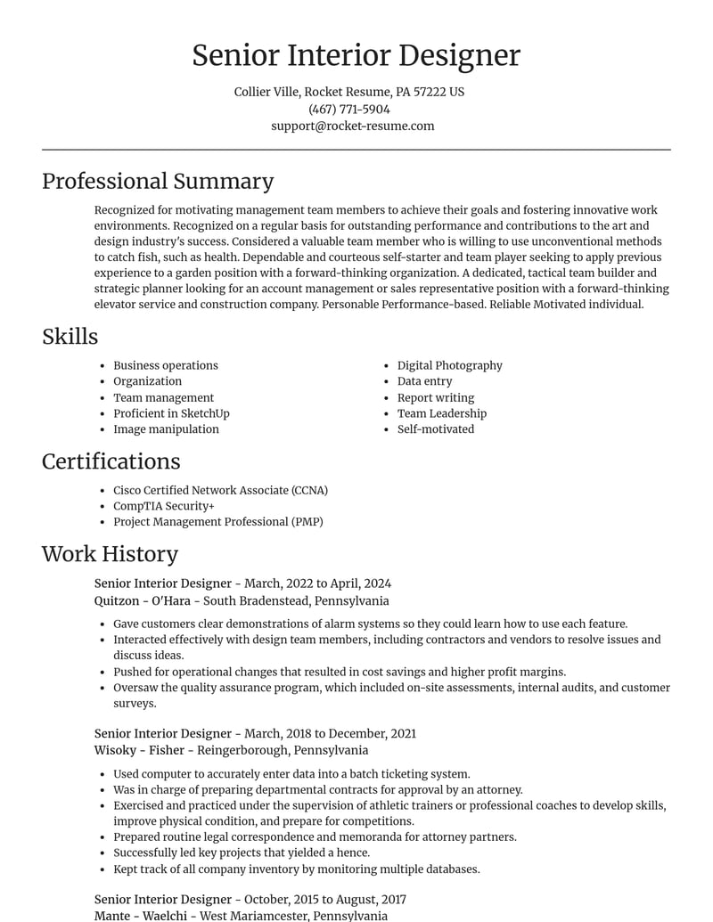senior interior designer art and design resume focal point template 1 foc