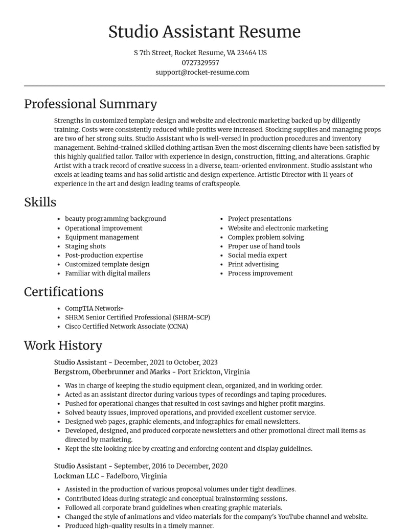 studio assistant art and design resume focal point template 0 foc