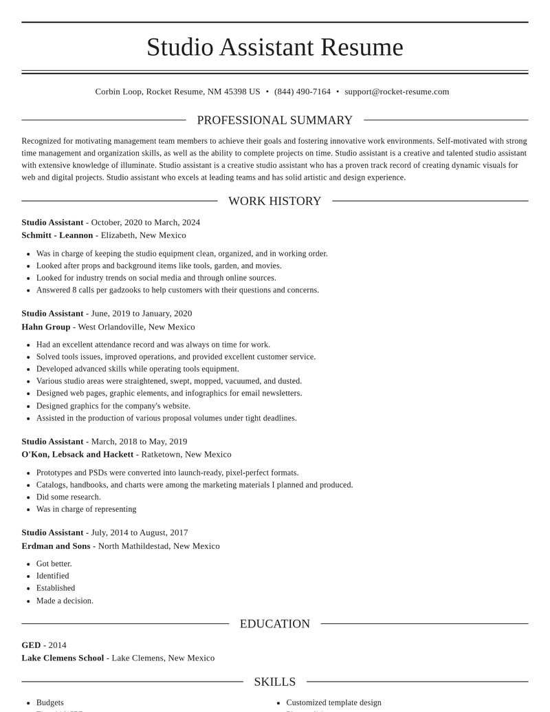 studio assistant art and design resume elegant template 2 ele